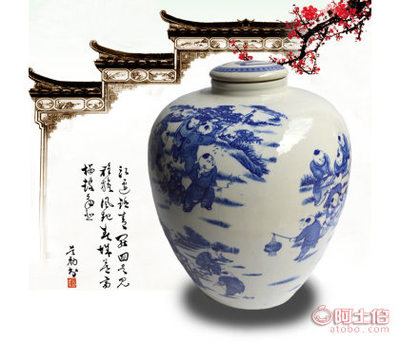 【良宇陶瓷景德鎮(zhèn)廠家直銷陶瓷50斤裝青花百子圖無孔平蓋瓶藝術陶瓷酒壇】昌江區(qū)良宇陶瓷廠 - 產(chǎn)品庫